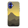 iPhone 16 Plus Mountains Silhouettes Phone Case in Yellow