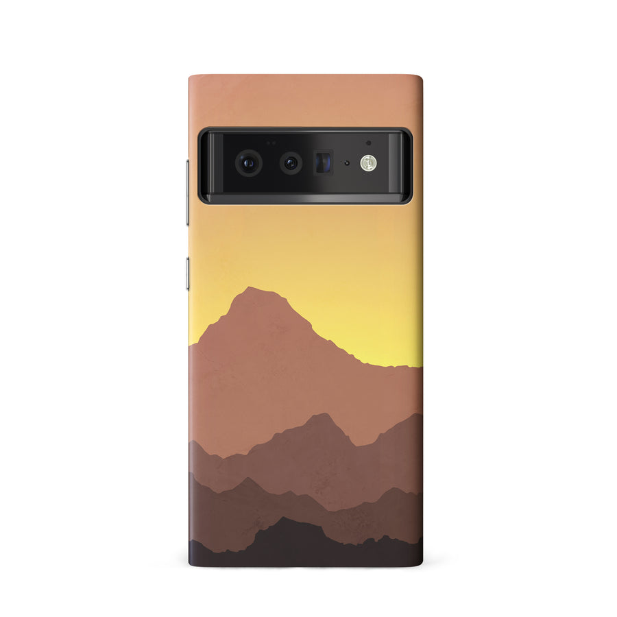 Google Pixel 6 Mountains Silhouettes Phone Case in Gold