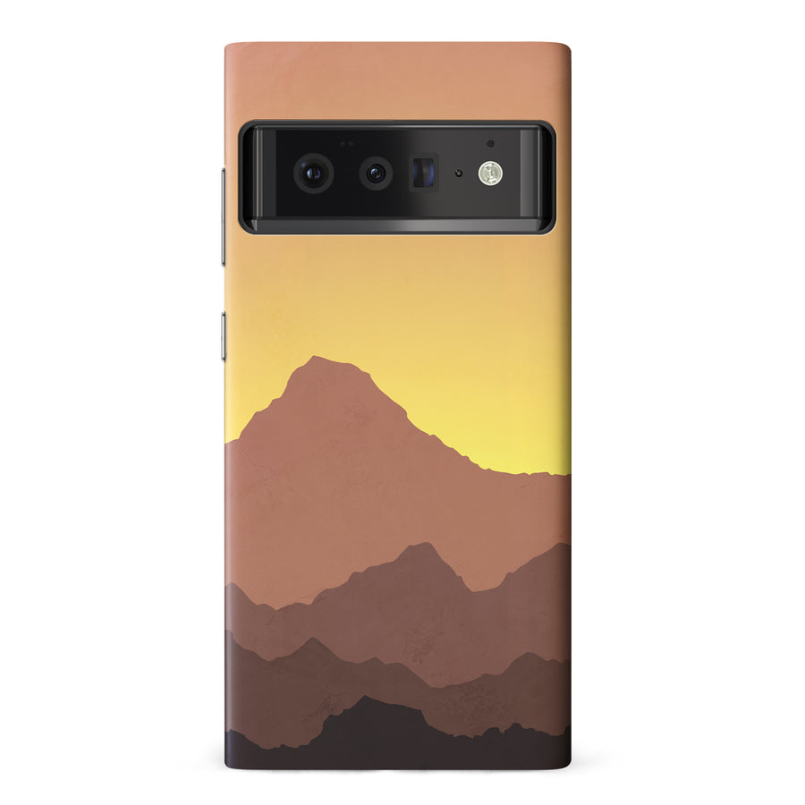 Google Pixel 6 Pro Mountains Silhouettes Phone Case in Gold