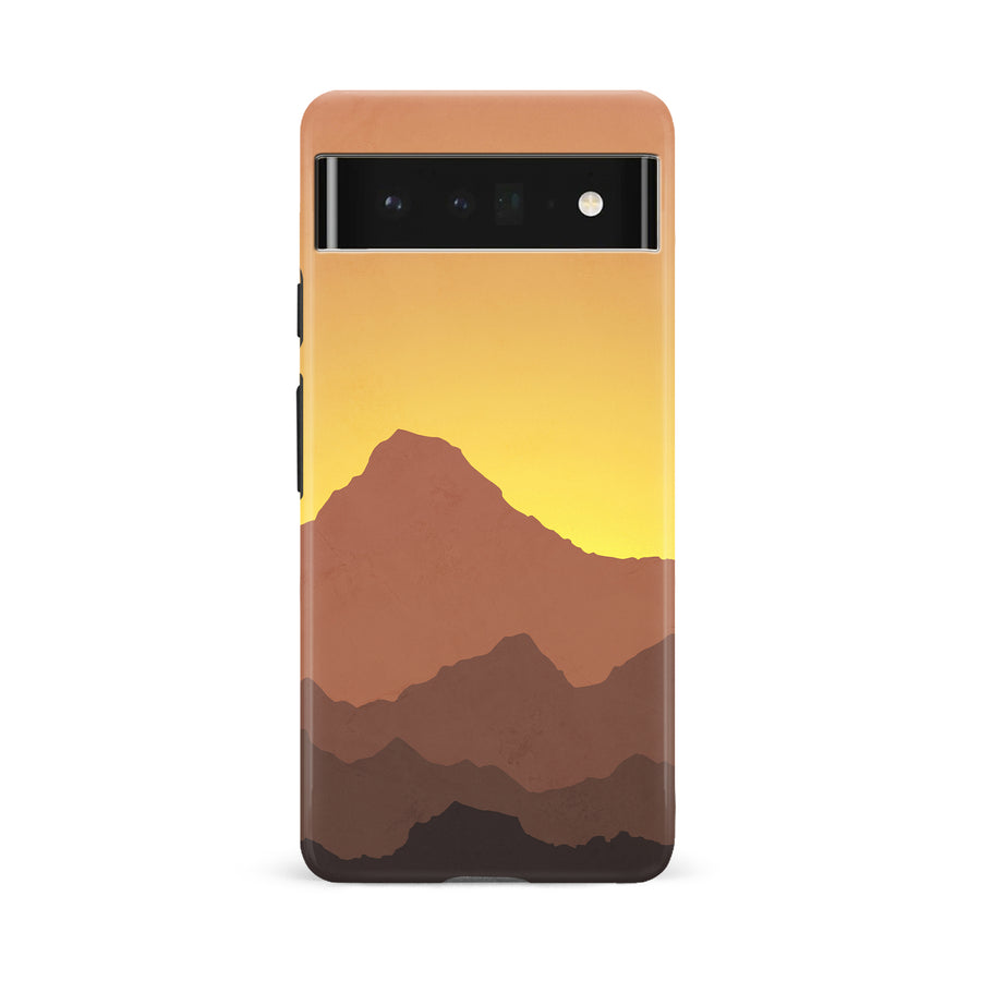 Google Pixel 6A Mountains Silhouettes Phone Case in Gold