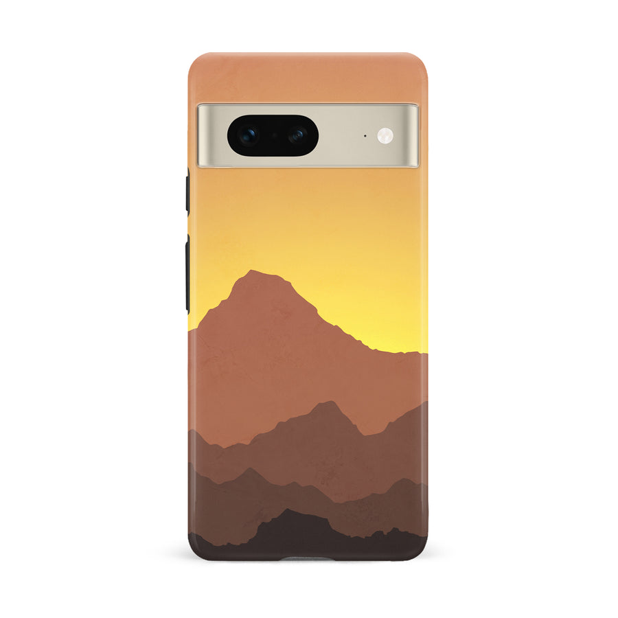 Google Pixel 7 Mountains Silhouettes Phone Case in Gold