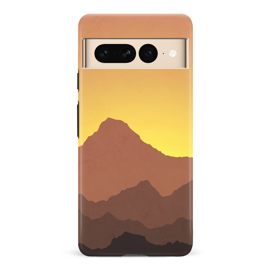 Google Pixel 7 Pro Mountains Silhouettes Phone Case in Gold