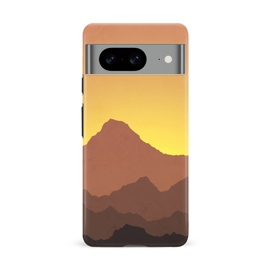 Google Pixel 8 Mountains Silhouettes Phone Case in Gold