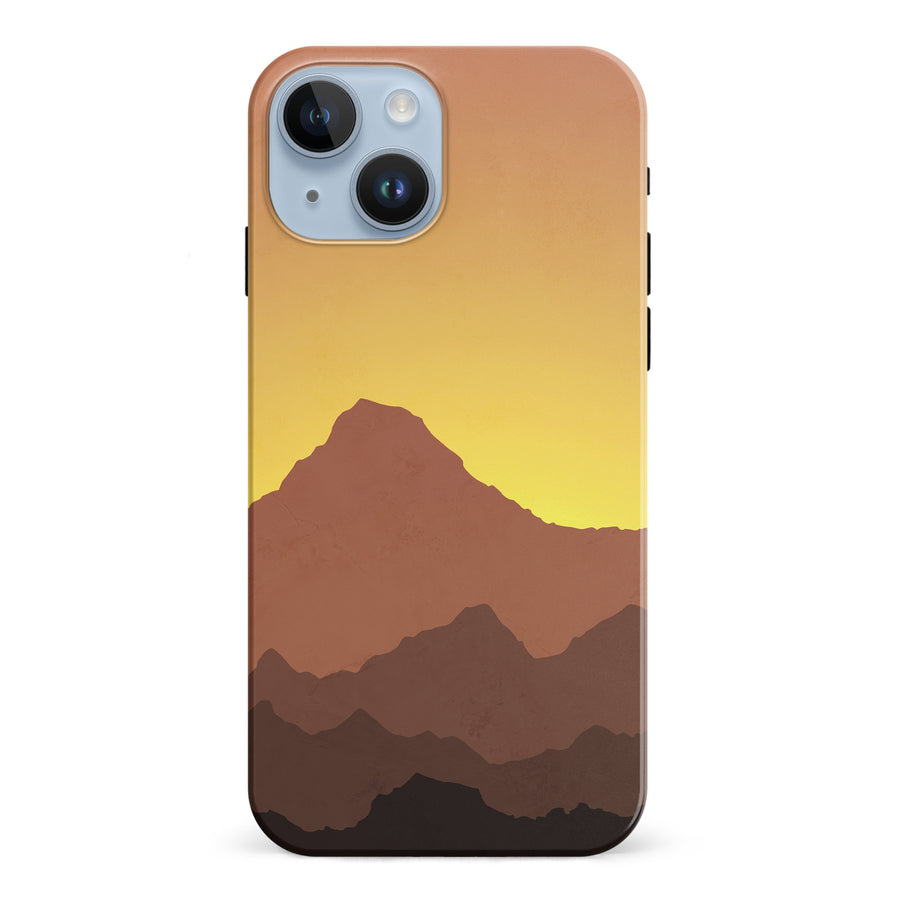 iPhone 15 Mountains Silhouettes Phone Case in Gold