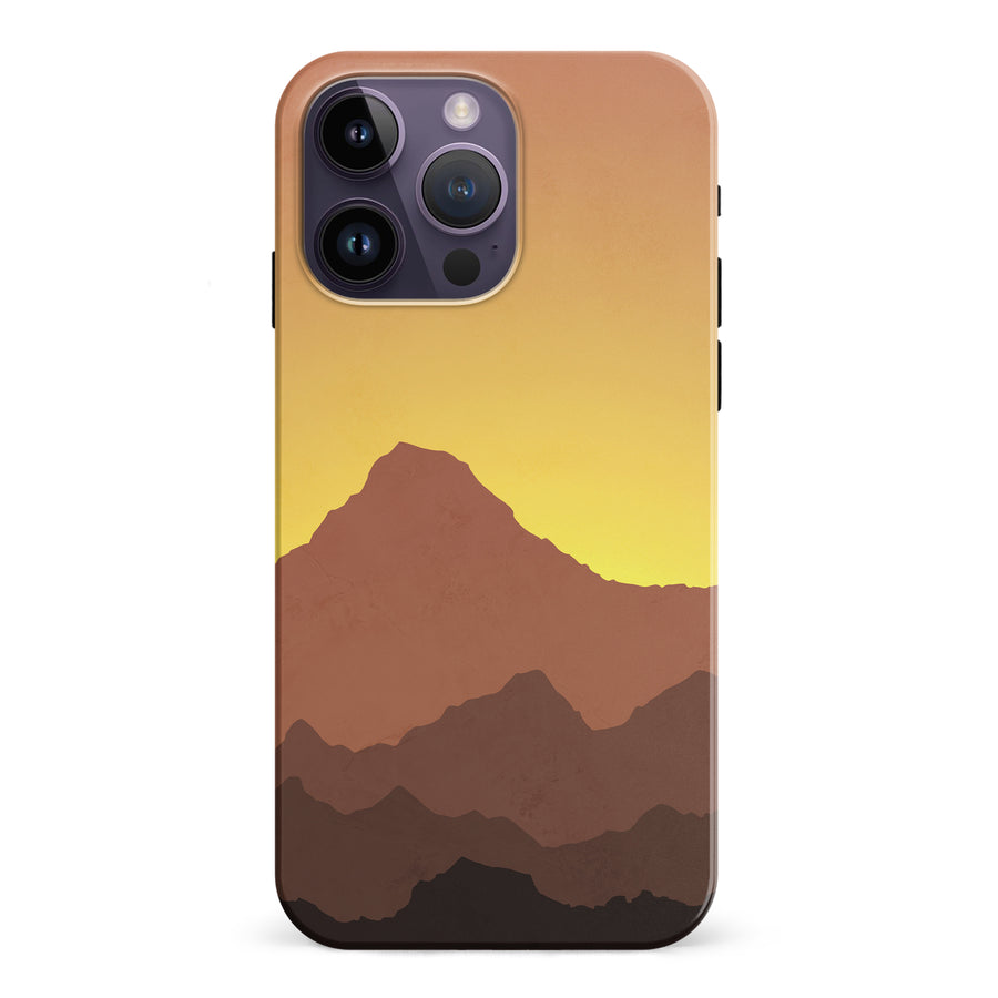 iPhone 15 Pro Mountains Silhouettes Phone Case in Gold