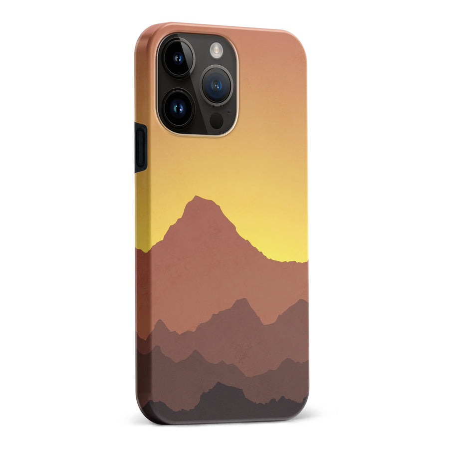 iPhone 15 Pro Max Mountains Silhouettes Phone Case in Gold