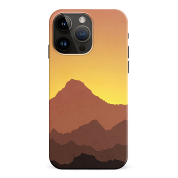 iPhone 15 Pro Max Mountains Silhouettes Phone Case in Gold