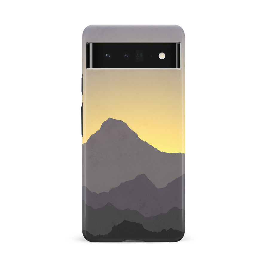 Google Pixel 6A Mountains Silhouettes Phone Case in Purple