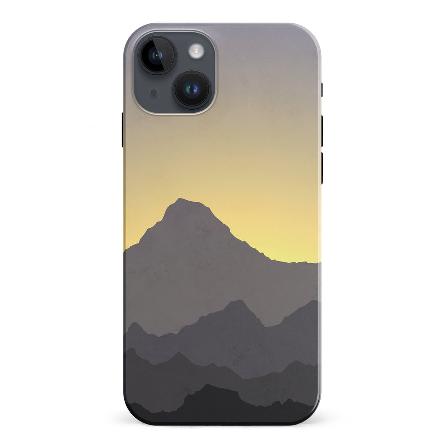 iPhone 15 Plus Mountains Silhouettes Phone Case in Purple