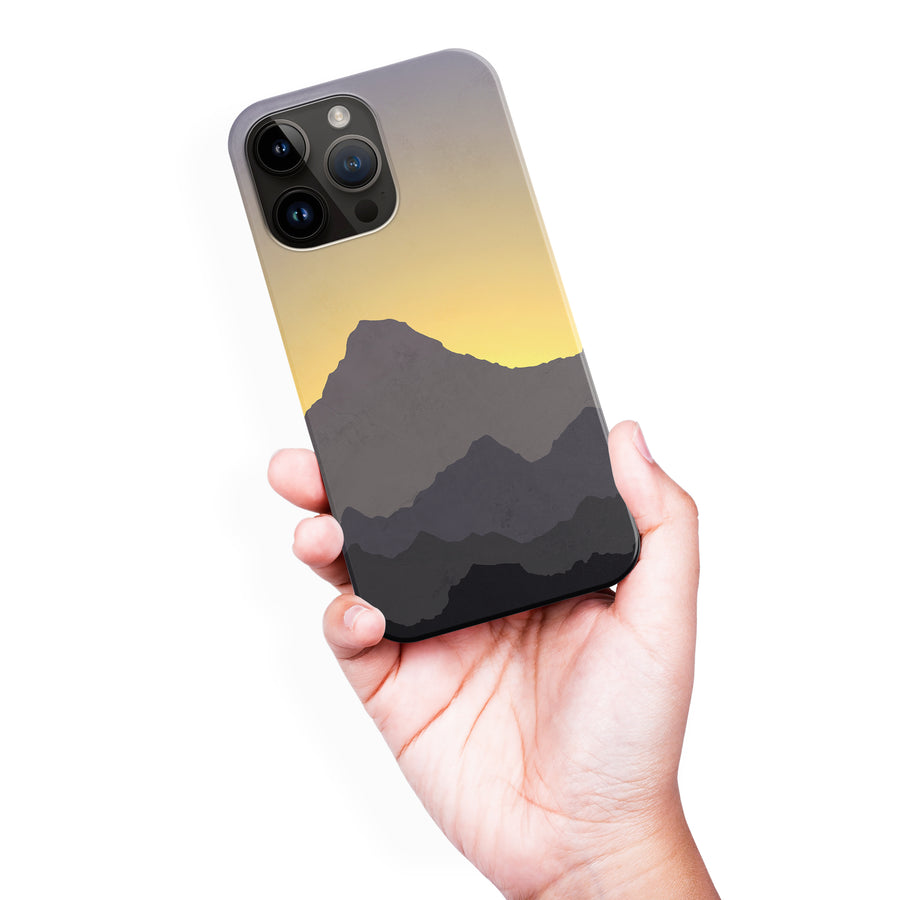 iPhone 15 Pro Max Mountains Silhouettes Phone Case in Purple
