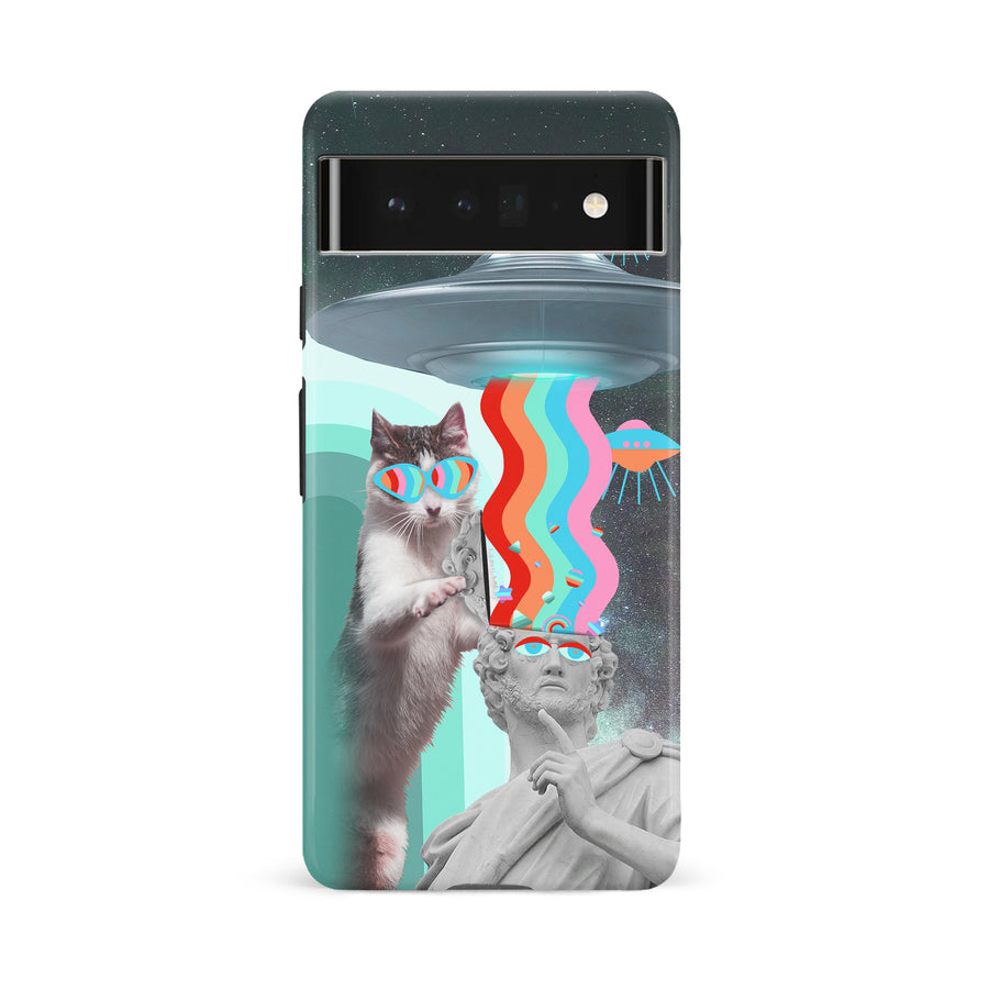 Google Pixel 6A Roman Cats in Space Psychedelic Phone Case