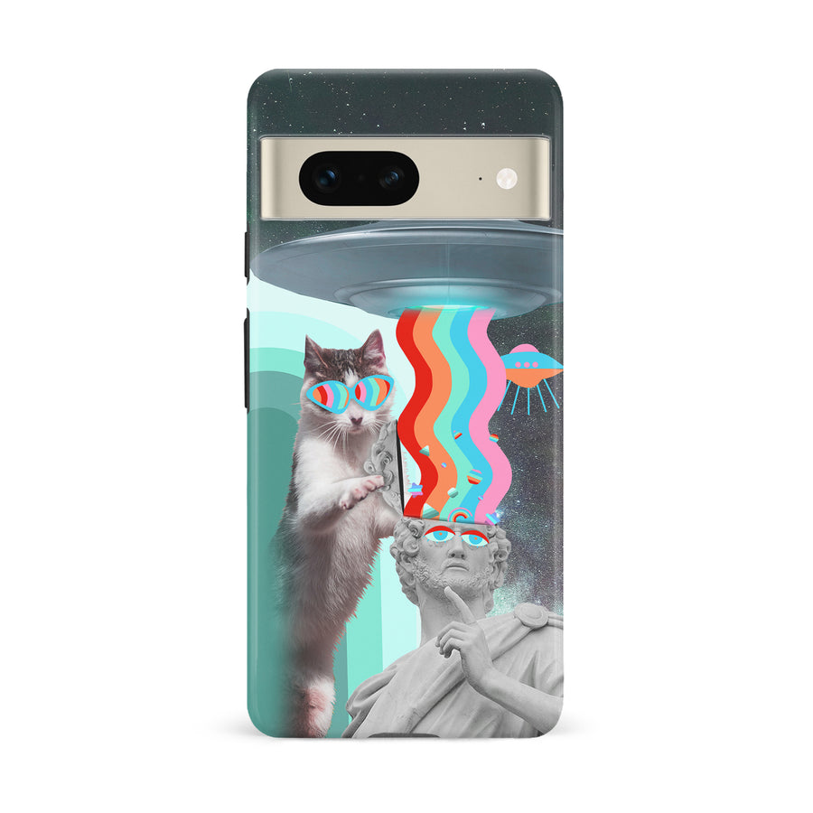 Google Pixel 7 Roman Cats in Space Psychedelic Phone Case