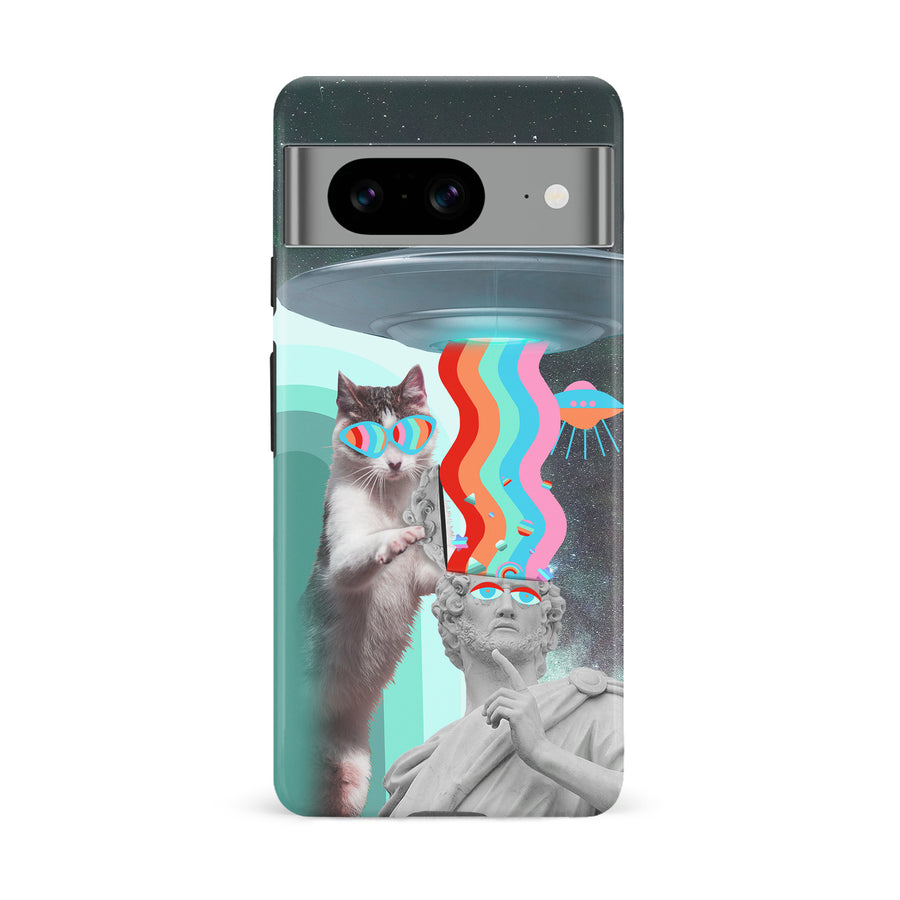 Google Pixel 8 Roman Cats in Space Psychedelic Phone Case