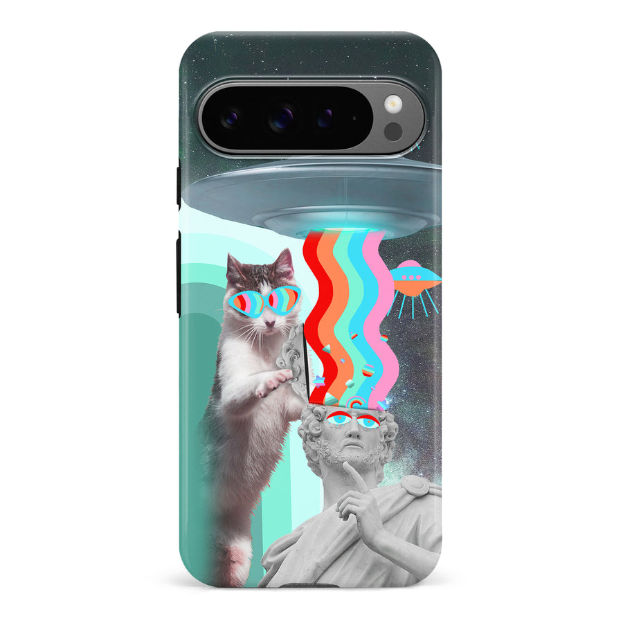 Google Pixel 9 Pro Roman Cats in Space Psychedelic Phone Case
