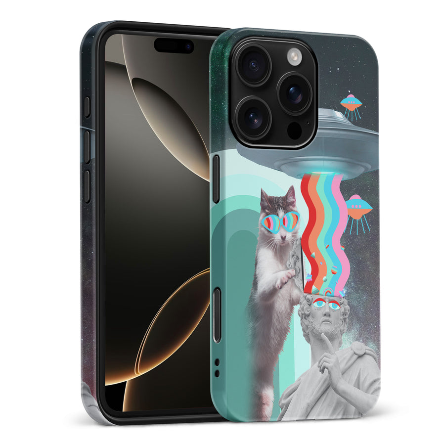 iPhone 16 Pro Max Roman Cats in Space Psychedelic Phone Case