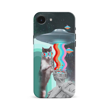 iPhone 16e Roman Cats in Space Psychedelic Phone Case