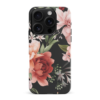 iPhone 16 Pro Max peonies one phone case in black