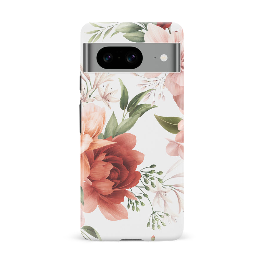 Google Pixel 8 peonies one phone case in white