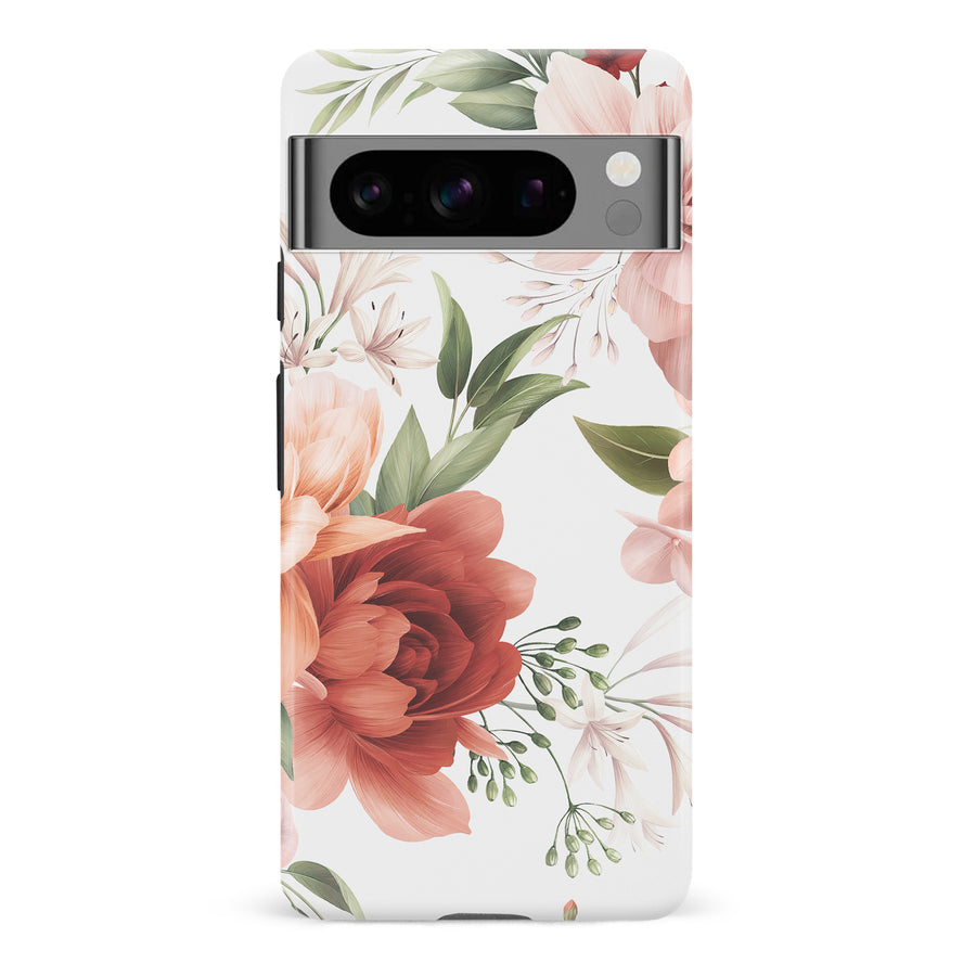 Google Pixel 8 Pro peonies one phone case in white