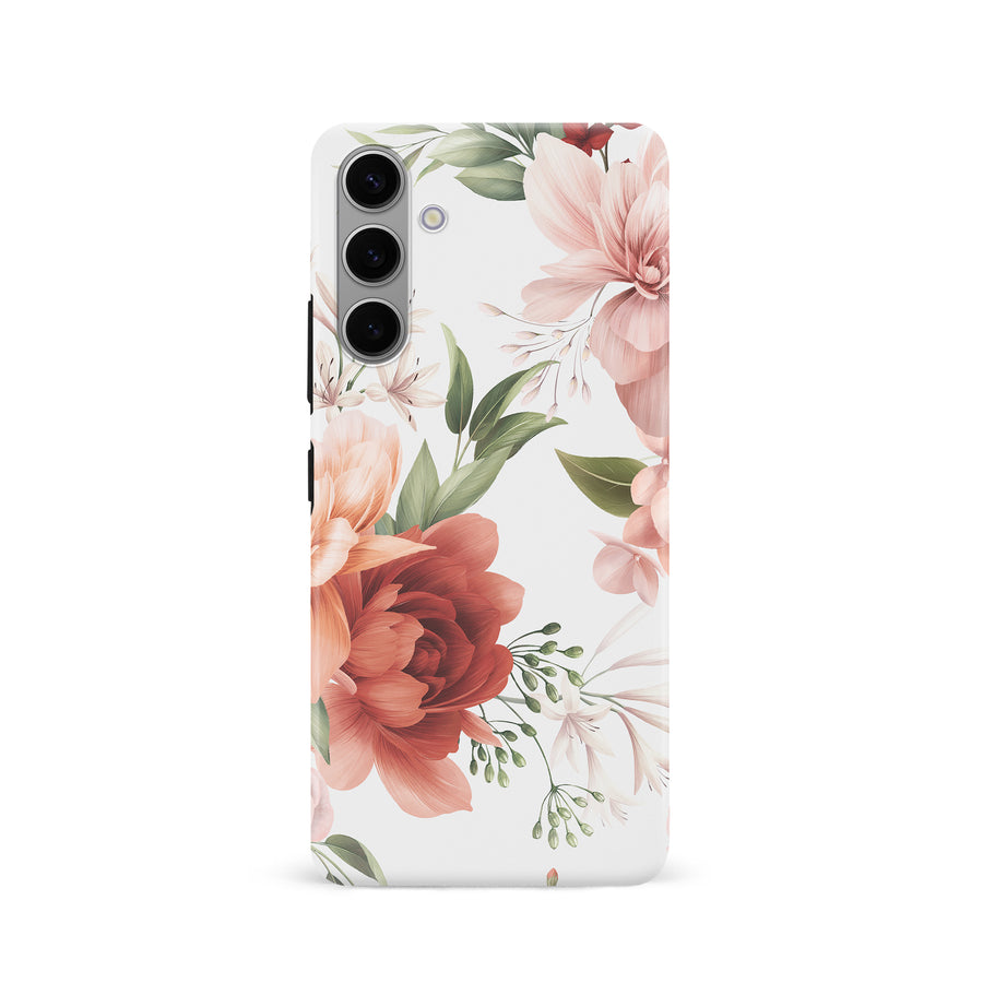 Samsung S24 Peonies One Floral Phone Case - White