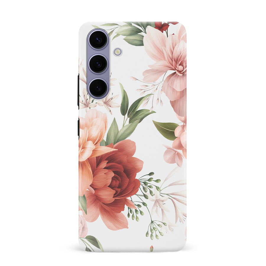 Samsung S24 Plus Peonies One Floral Phone Case - White