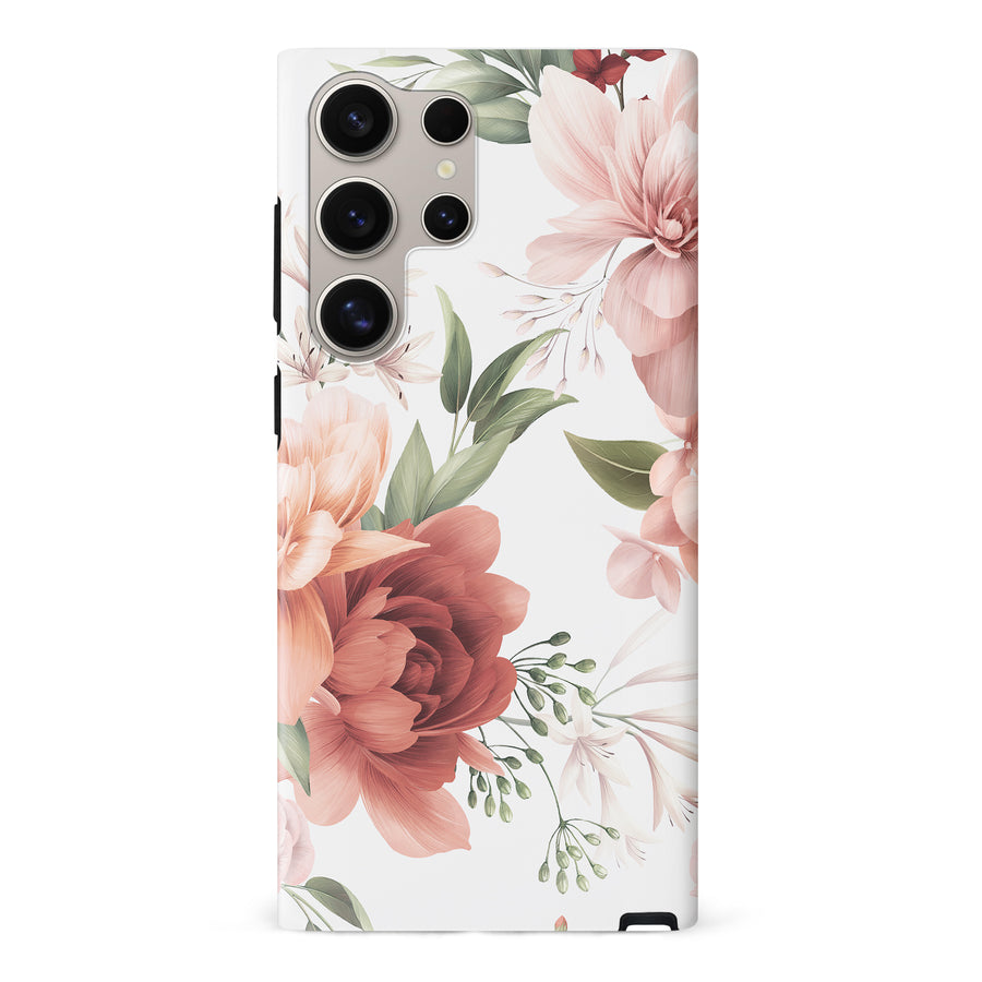 Samsung S24 Ultra Peonies One Floral Phone Case - White