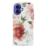 iPhone 16 Plus Peonies Floral Phone Case - White