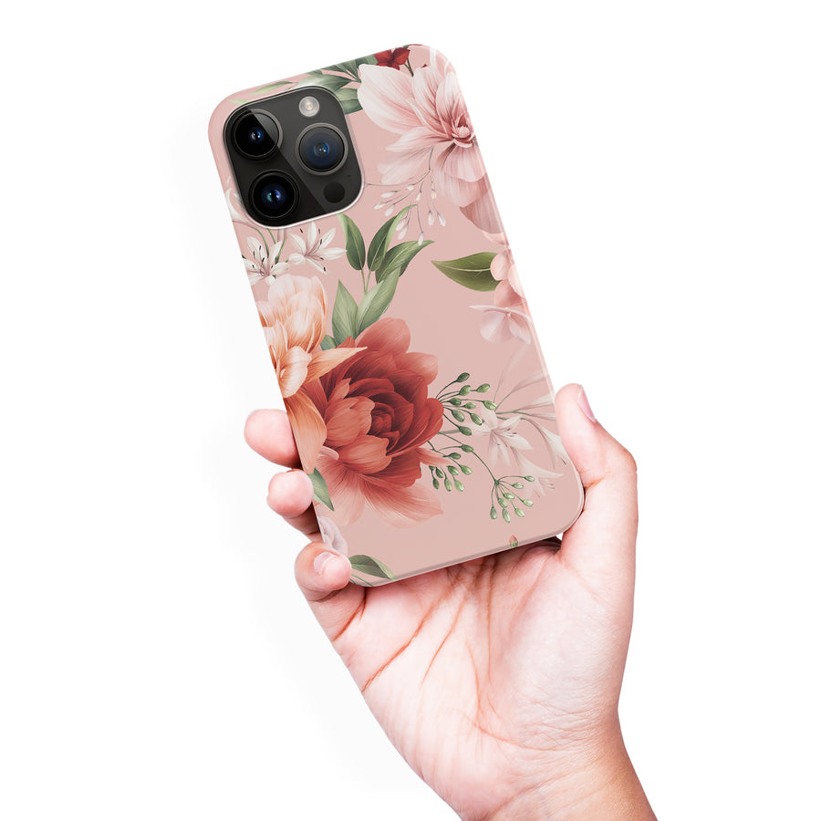 iPhone 15 Pro Max peonies floral phone case in pink
