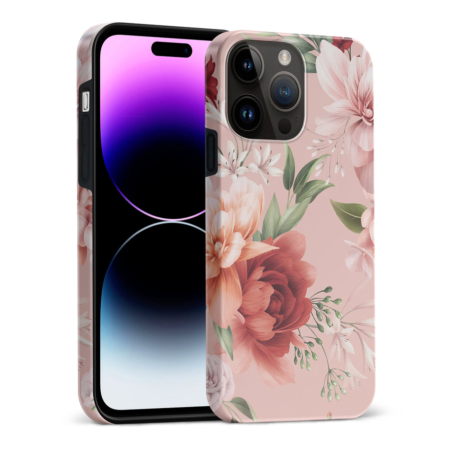 iPhone 15 Pro Max peonies floral phone case in pink