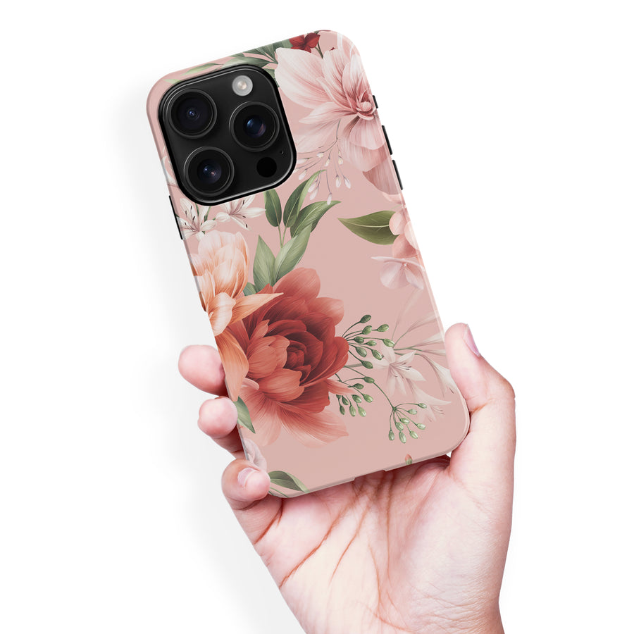 iPhone 16 Pro Max peonies floral phone case in pink