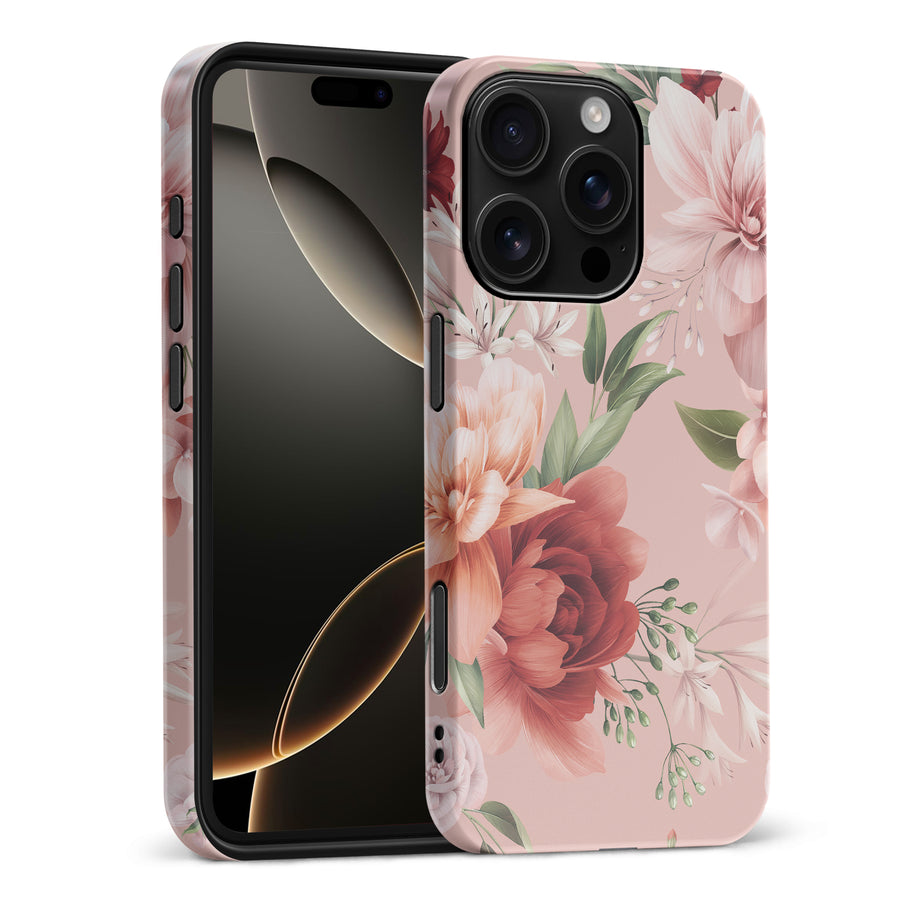 iPhone 16 Pro Max peonies floral phone case in pink