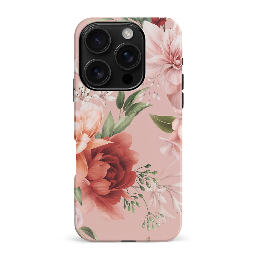 iPhone 16 Pro Max peonies floral phone case in pink