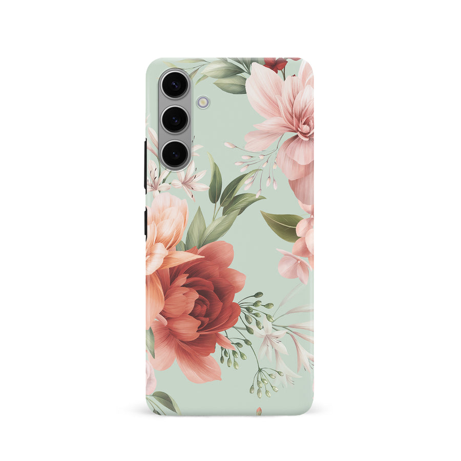 Samsung S24 Peonies One Floral Phone Case - Green