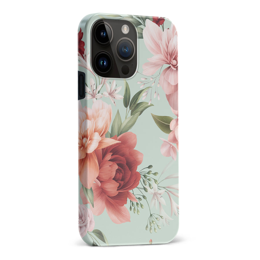 iPhone 15 Pro Max peonies one phone case in green