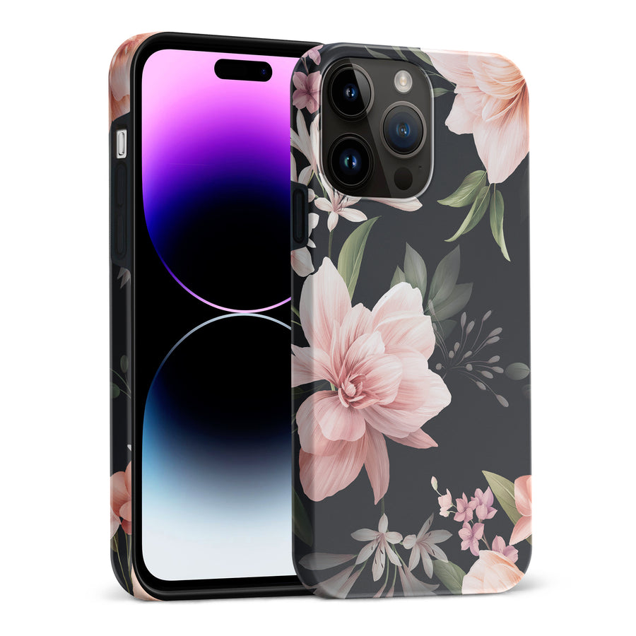 iPhone 15 Pro Max Peonies Floral Phone Case in Black