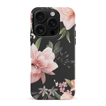 iPhone 16 Pro Max Peonies Floral Phone Case in Black
