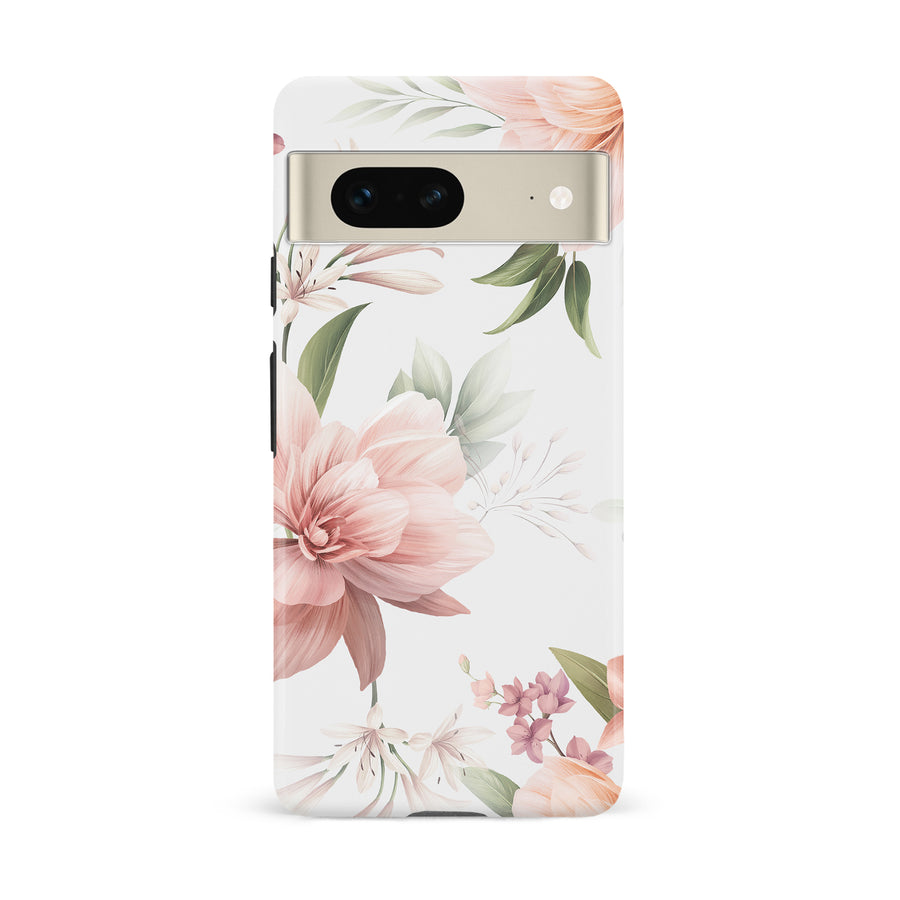 Google Pixel 7 Peonies Two Phone Case in White