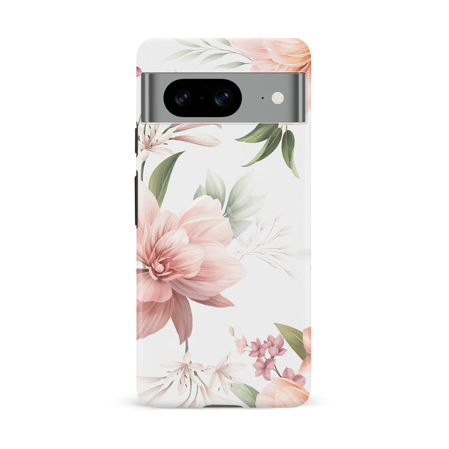 Google Pixel 8 Peonies Two Phone Case in White