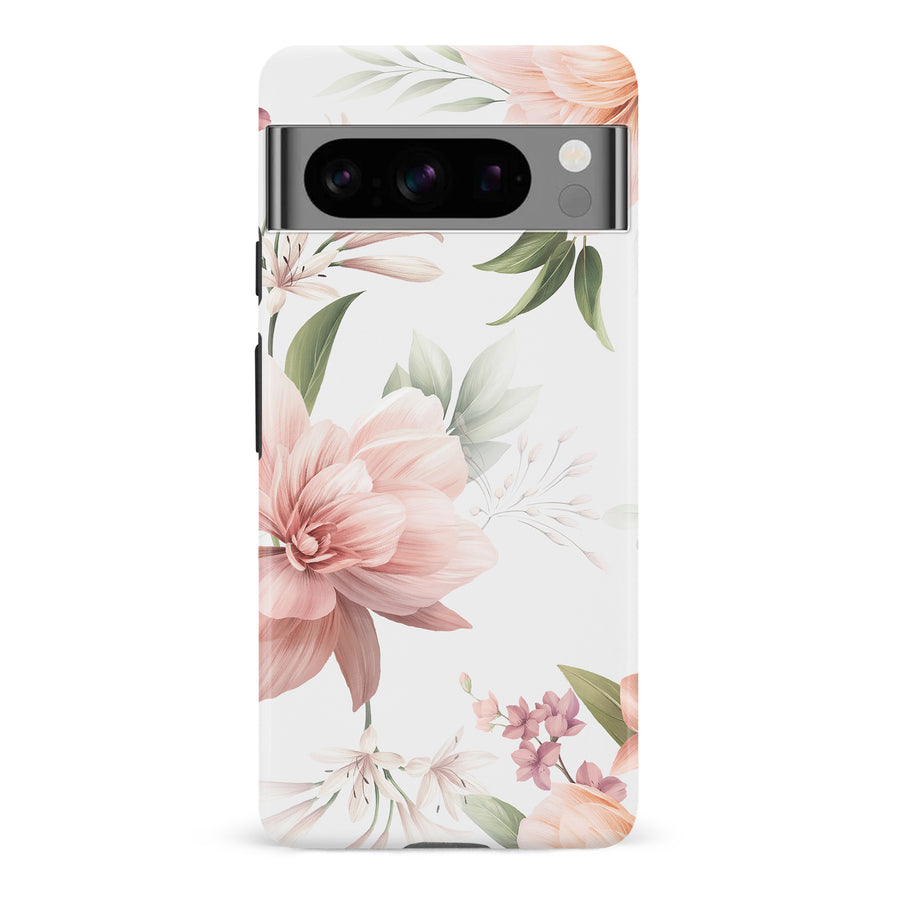 Google Pixel 8 Pro Peonies Two Phone Case in White