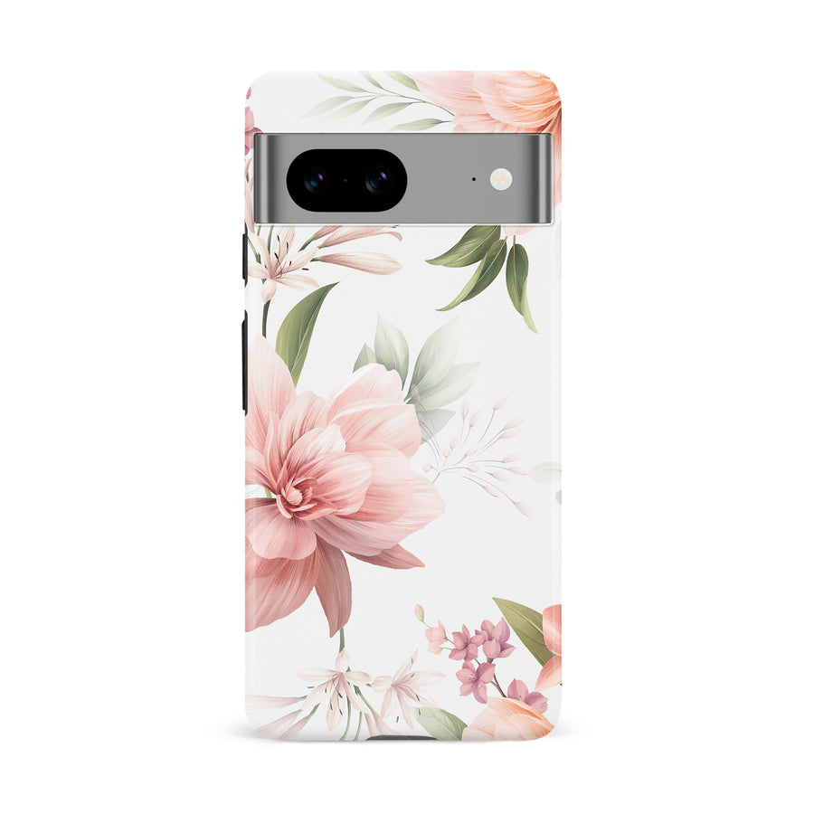 Google Pixel 8A Peonies Two Phone Case in White