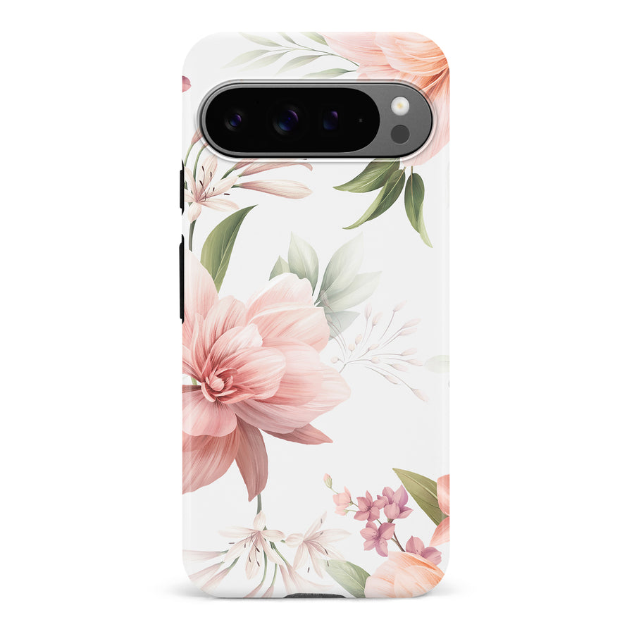 Google Pixel 9 Pro Peonies Two Phone Case in White