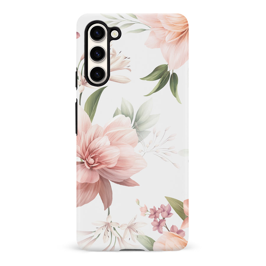 Samsung S23 Peonies Two Phone Case in White