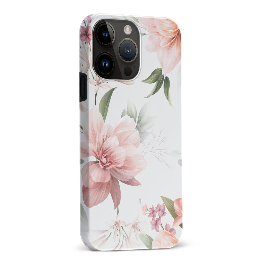 iPhone 15 Pro Max Peonies Floral Phone Case - White