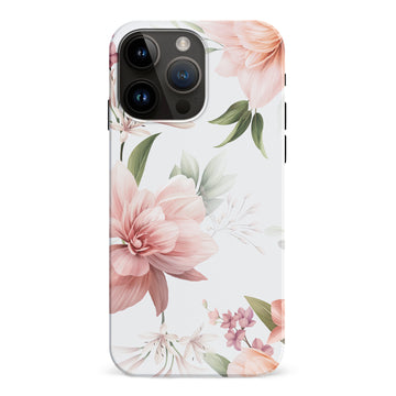 iPhone 15 Pro Max Peonies Two Phone Case in White