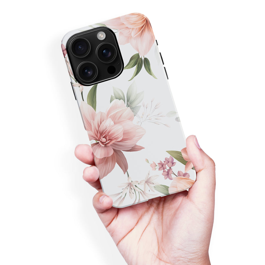 iPhone 16 Pro Max Peonies Two Phone Case in White