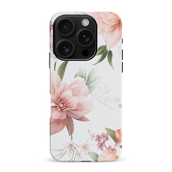 iPhone 16 Pro Max Peonies Two Phone Case in White