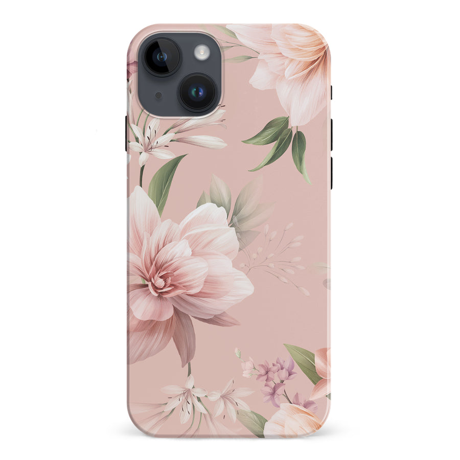 iPhone 15 Plus Peonies Two Floral Phone Case in Pink