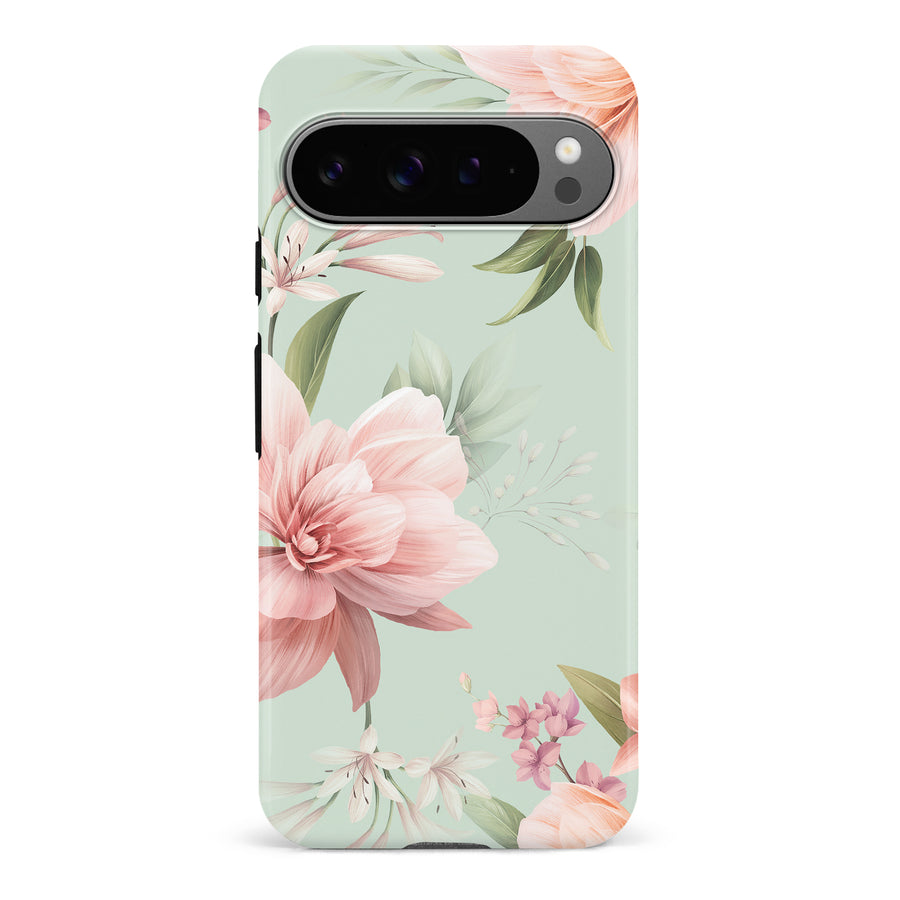 Google Pixel 9 Pro Peonies Two Floral Phone Case in Green