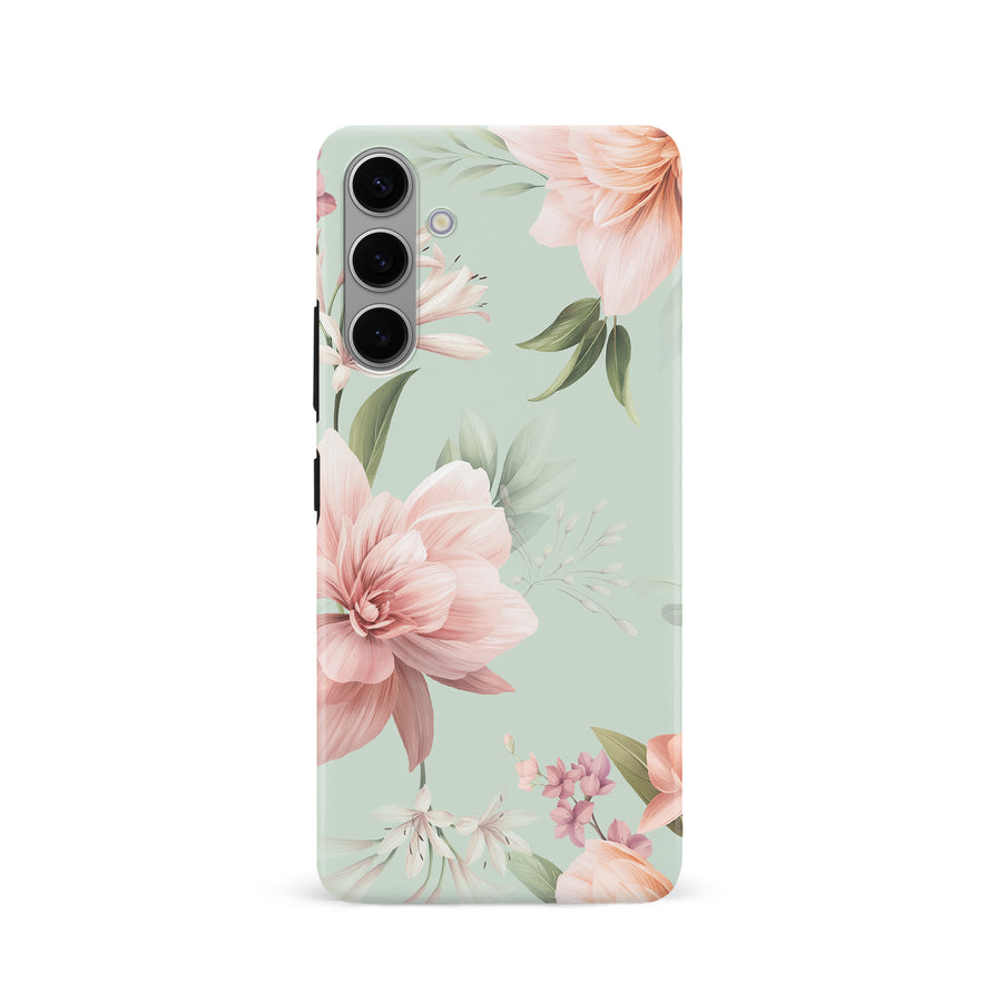 Samsung S24 Peonies Two Floral Phone Case - Green