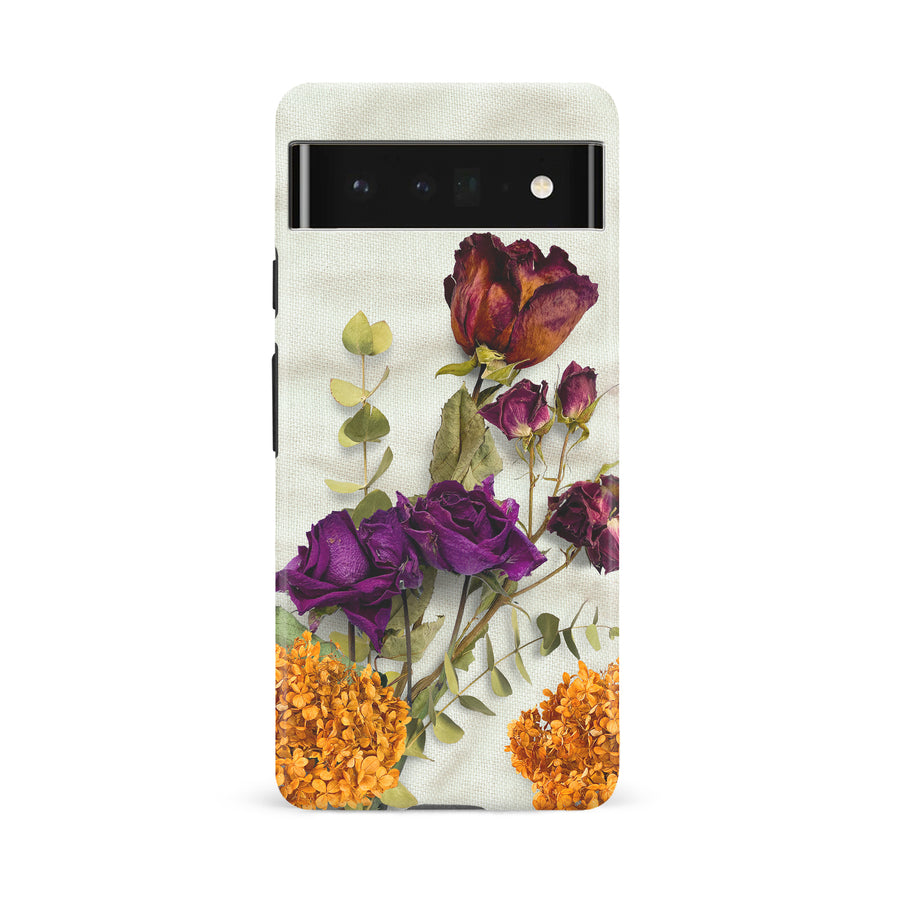 Google Pixel 6A flowers on canvas phone case
